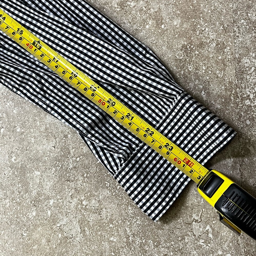 Chaps Stretch Black and White Checkered Men's Button Down Shirt - Picture 6 of 6